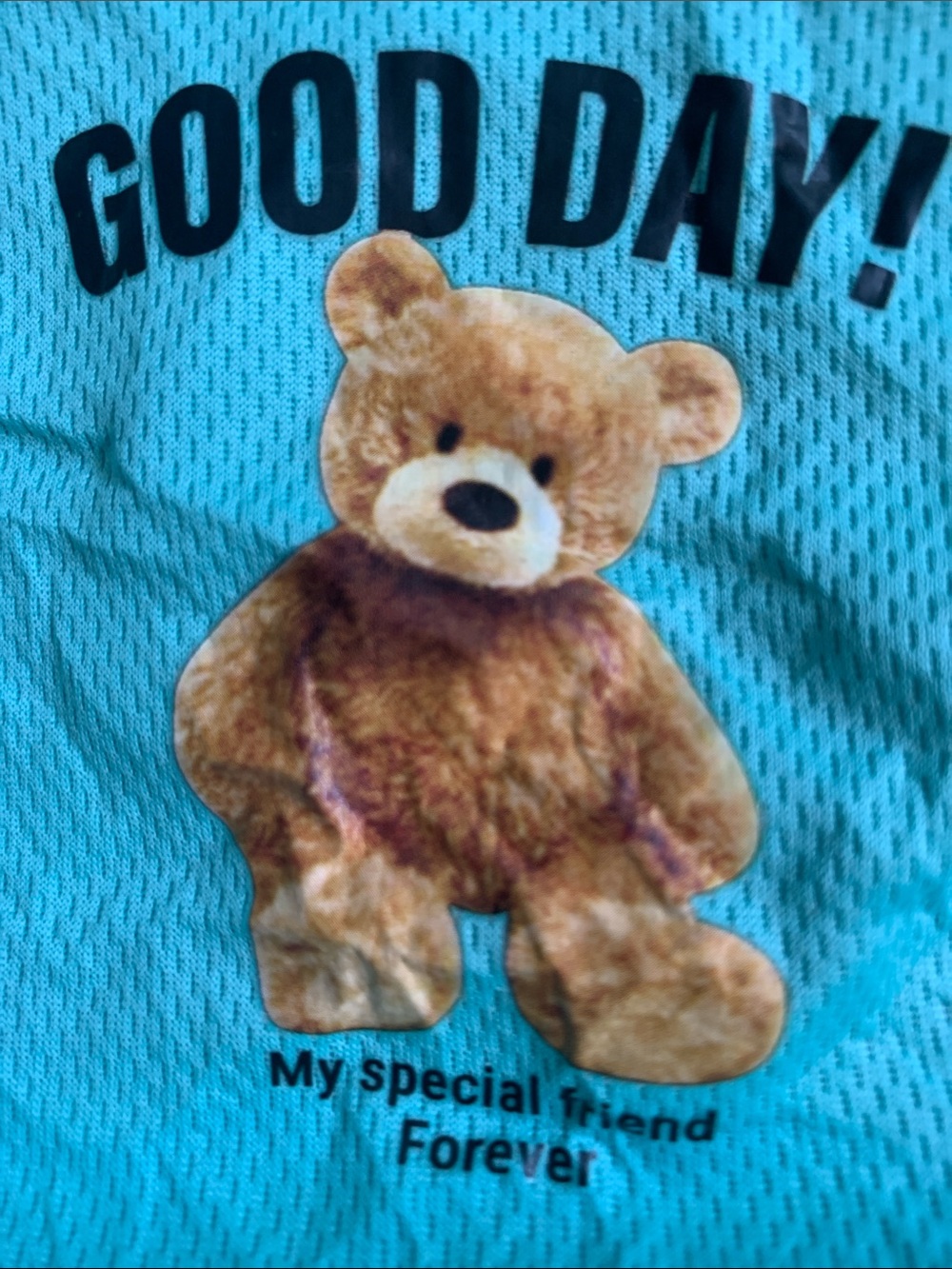 GOOD DAY! Teddy Graphic Aqua Dog Tank with Brown Trim and assorted colors - Picture 3 of 3
